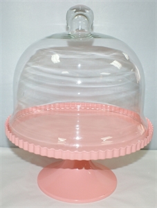 Picture of GLASS CAKE DOME+MATAL STAND 25CM BW590
