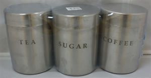 Picture of S.S 3PC TEA, COFFEE,SUGAR CANISTER SET SS95